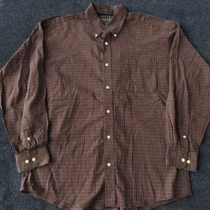 Bogari Studio Shirt Mens Large Red Blue Plaid Button Down Long Sleeve Pocket